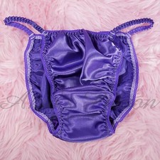 Sissy Satin Panties for MEN - jellybean Purple string Bikini or bra or skirt