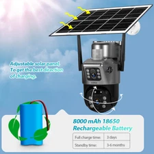 4MP Solar Battery Powered Wireless WiFi Outdoor Pan/Tilt Home Security Camera US
