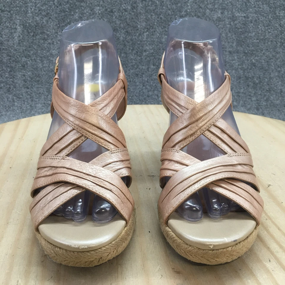 Sandalias Artesanales Clarks Mujer 7.5 M Alpargatas Cuero Rosa Cuña Informal Hebilla Foto 4 de 4