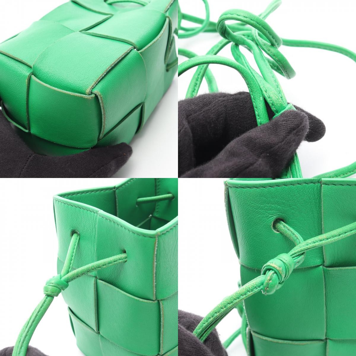 Bottega Veneta Cassette Mini Crossbody Shoulder Bag Leather Women'S Green 680217 thumbnail 10