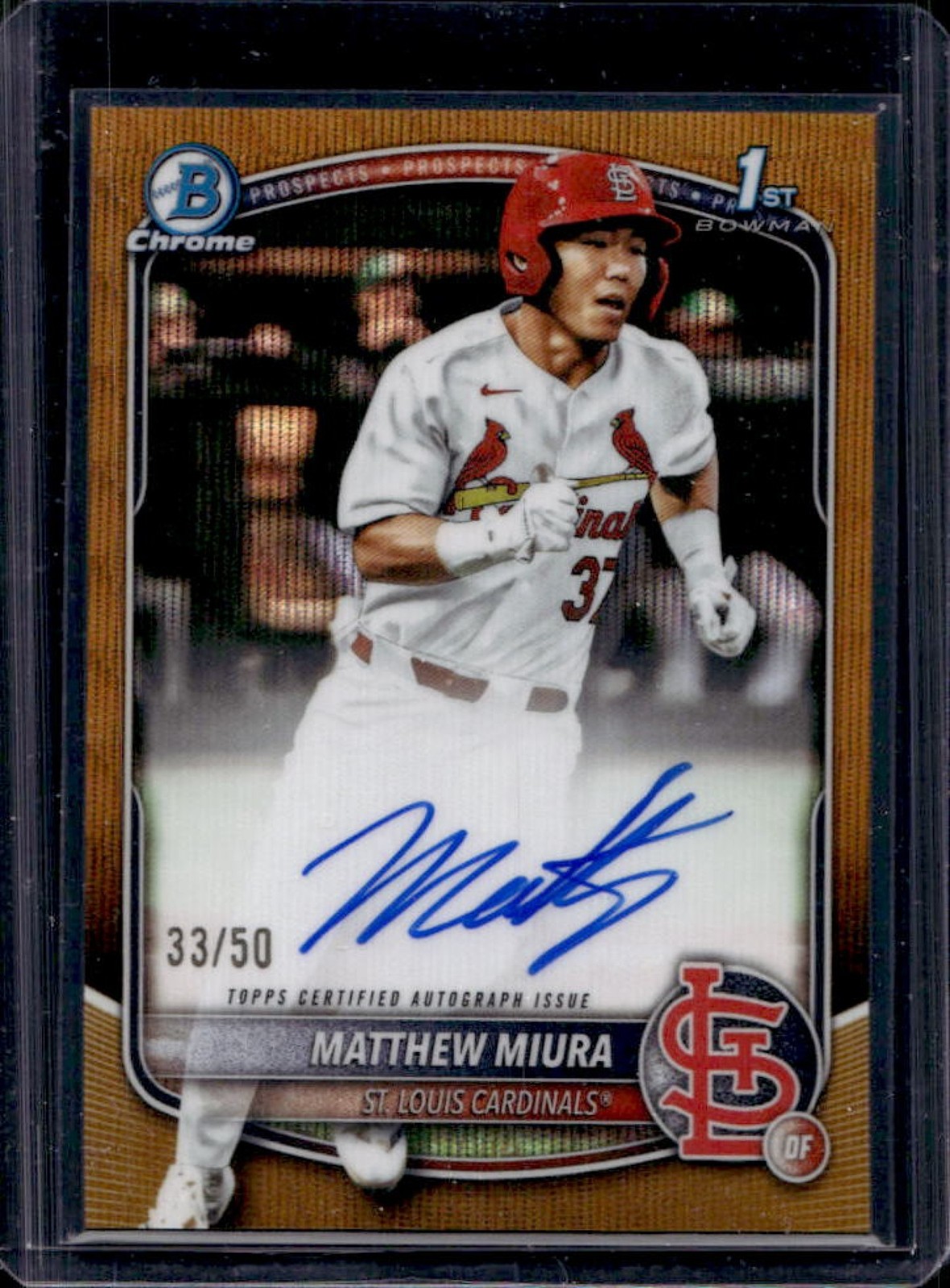 2025 Bowman Draft Matthew Miura Chrome Auto Gold Wave Refractor 1st #/50