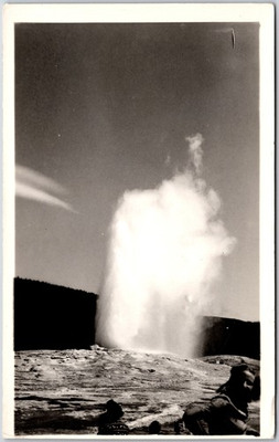 #ad Yellowstone National Park Wyoming WY Old Faithful Geyser Eruption Postcard RPPC $12.95
