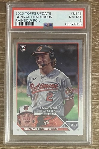 2023 TOPPS UPDATE GUNNAR HENDERSON ROOKIE #US18 PSA 8