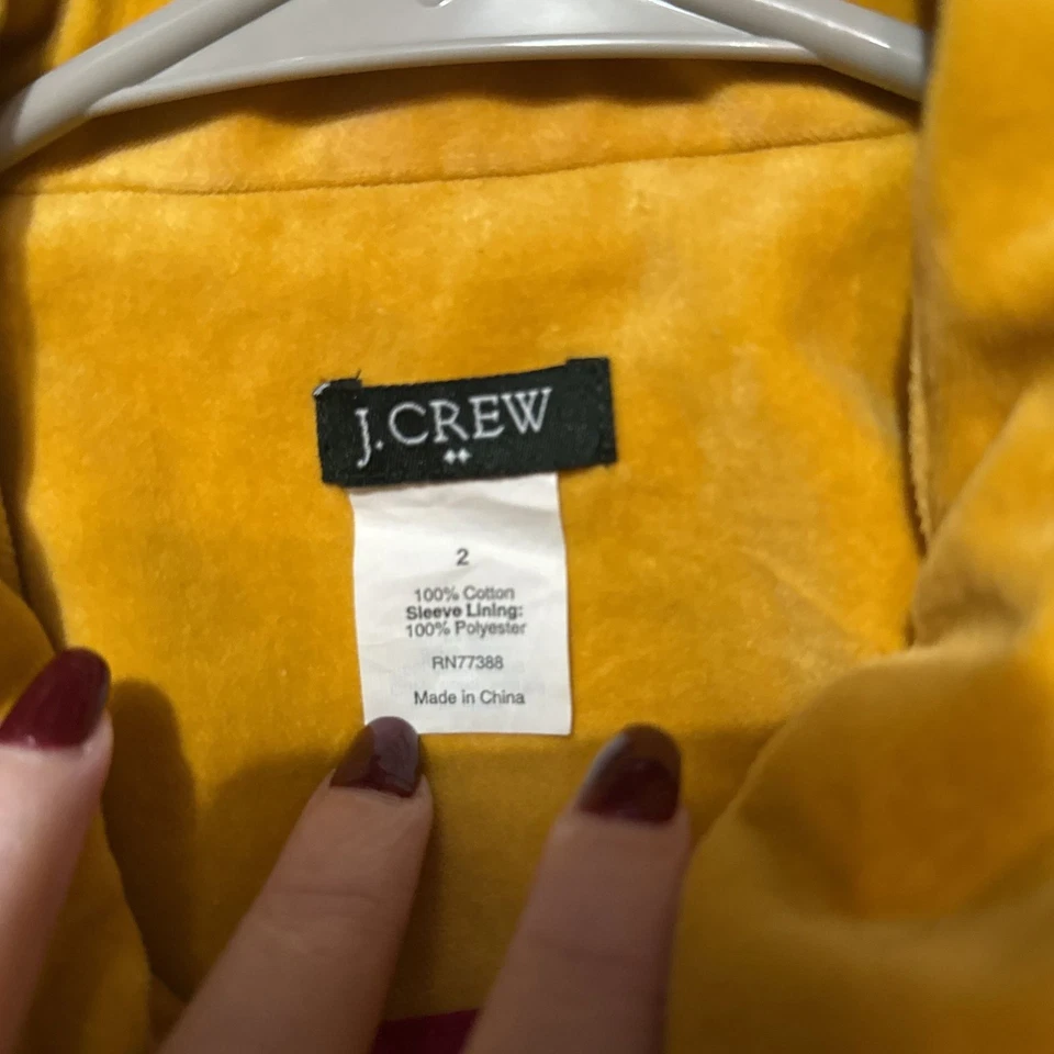 Blazer J.Crew ouro amarelo gancho de veludo frontal manga longa - Imagem 3 de 4