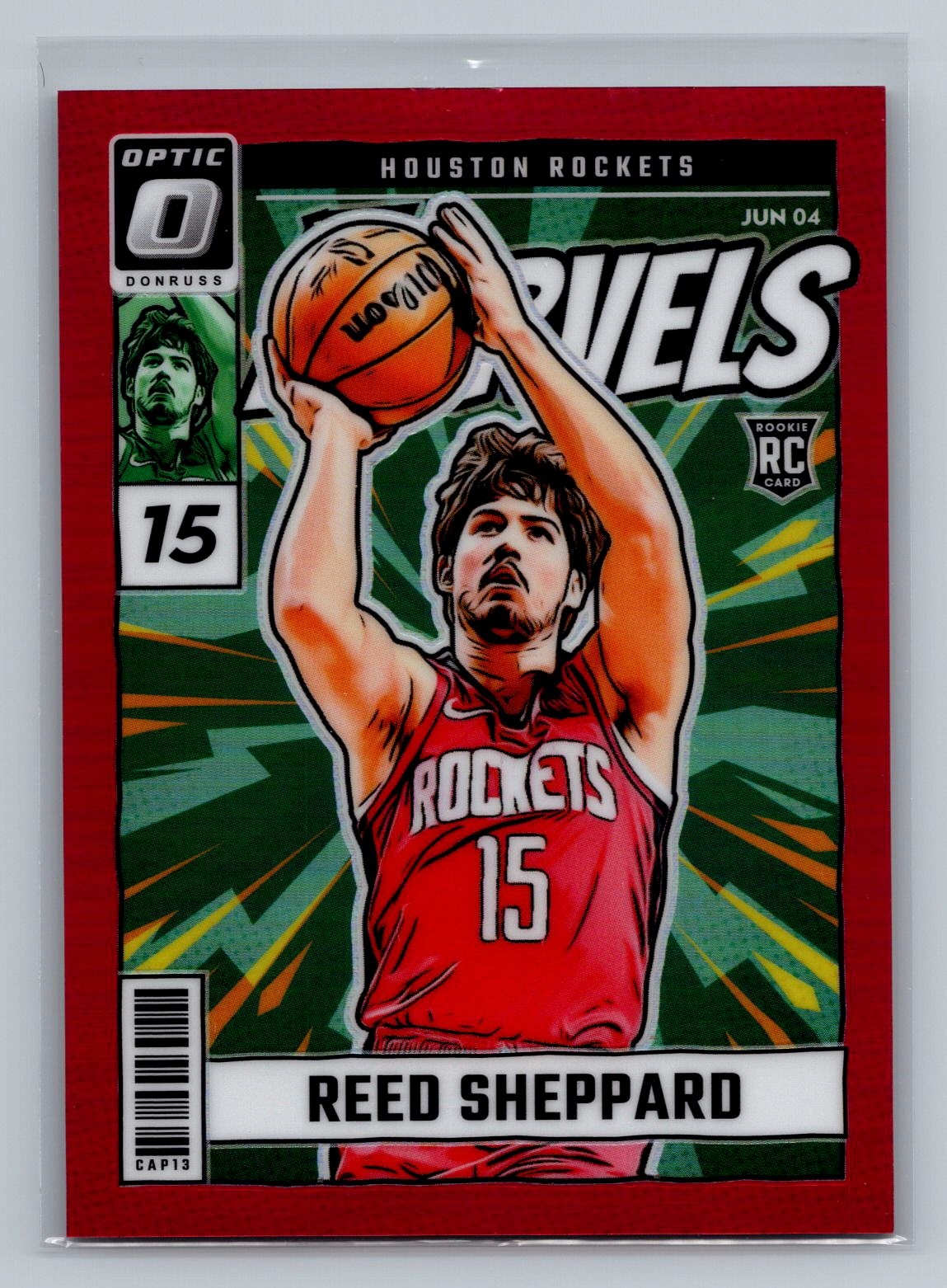 Reed Sheppard 2024-25 Donruss Optic #4 Net Marvels Red #/99 Rookie RC