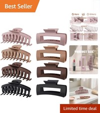 Durable 8-Pack Hair Clips for Women   4.3-Inch Matte Claw Clips in Vintage Tones