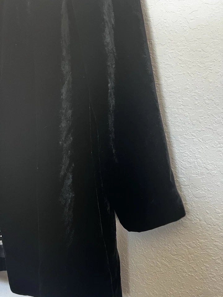 Chico's длинный бархат бархат блейзер куртка 0 черный открытый передний пейсли печать с подкладкой - Изображение 3 из 4