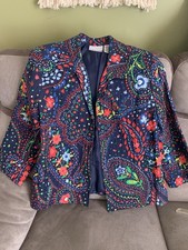 Alfred Dunner Jacket, Floral, 3/4 Sleeve, Cotton Blend, Womens 12p Spring Blazer