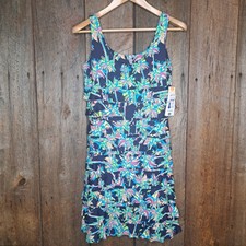 Tropical Resortwear Lulu B Sleeveless Cha Cha Dress Tiered Ruffle XS UPF 50+