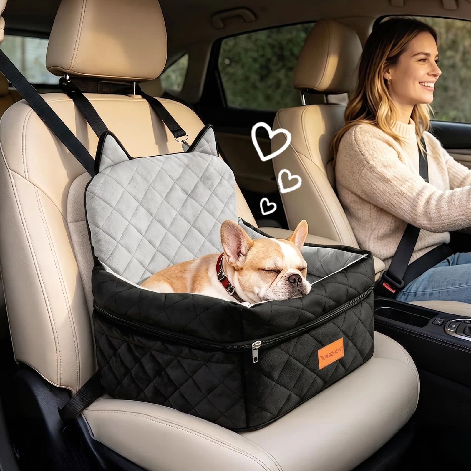 Dog Booster Car Seats for S/M Dogs Up to 35lbs,Pet Car Seat/Travel Bed with W...