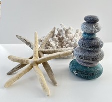 Nautical seaside decor bundle, star fish x2, resin coral and stacked stone