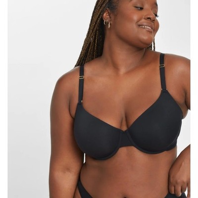 LIVELY All Day T-Shirt Bra 38B Jet Black Mesh Sides Lightly Lined Underwire EUC