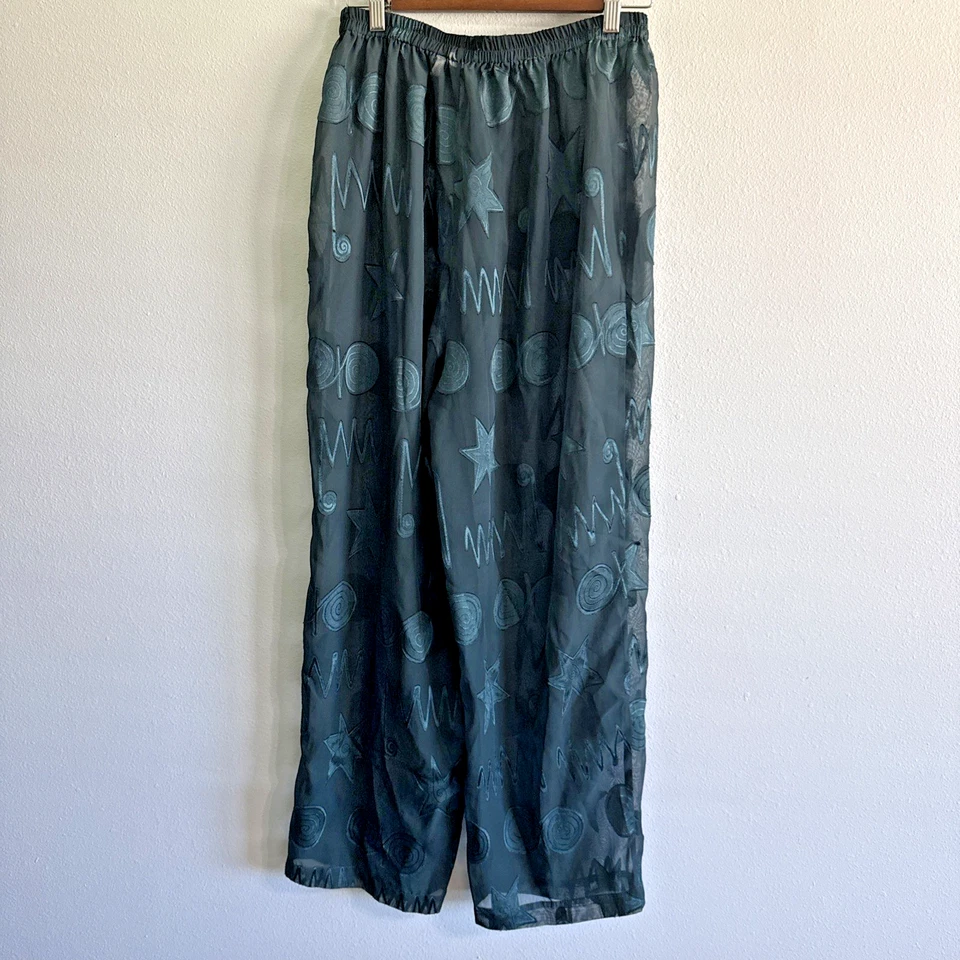 Conjunto Camisa Pantalones Pijama Vintage Victoria’s Secret Etiqueta Dorada M Verde Transparente Foto 4 de 4