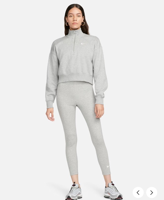 NEW Nike Sportswear Classic Women's High-Waisted 7/8 Leggings Grey CZ8532-063 XS