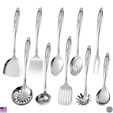 10-Piece 304 Stainless Steel Kitchen Utensil Set - Mirror Polished, Dishwasher