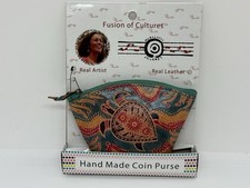 Leather Embossed Turtle Coin Purse Handmade In Australia NEW