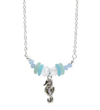Mix Sea Glass and Seahorse Pendant Necklace