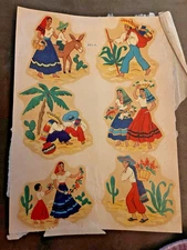 VTG `40 Meyercord  X 885 A  Life in Mexico 6 Scenes Decal NO Pkg