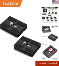 2-Piece Metal Quick Release Plates for DSLR Tripods - Black, Rust Resistant