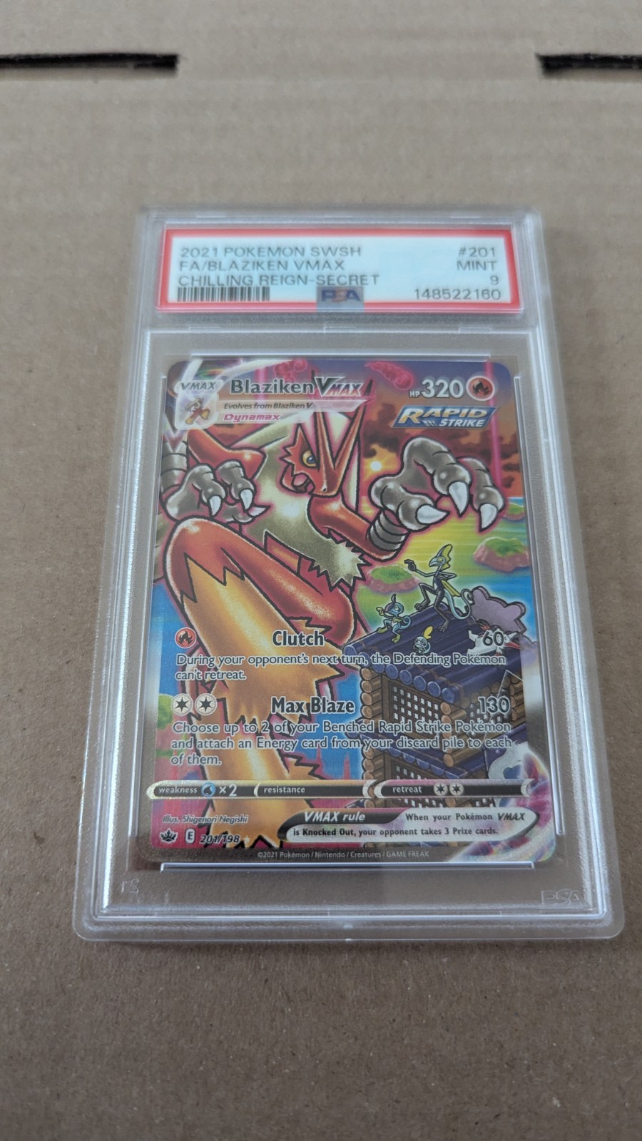 128913707 Blaziken VMAX 2021 Pokemon Sword & Shield Chilling Reign #201 PSA 9