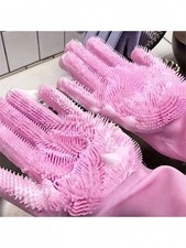 1 Pair Silicone Dishwashing Gloves Waterproof Kitchen Cleaning Magic Gloves Left