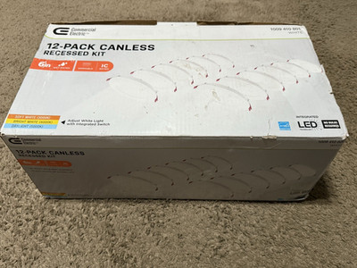 Commercial Electric 12 Pack 6'' White Canless Ultra Thin Recessed Light Kits NEW
