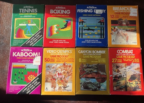 Lot De 4 Jeux Atari 2600 – Pacman, Tennis Et Plus – Bon état, Boîtiers Inclus