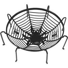 Süßigkeitenschale Spinnennetz Korb 3D Schale mit Beinen Halloween Party - Schwarz