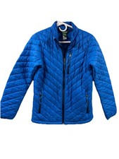 LL Bean Puffer Coat Jacket Blue Kids Youth Size Xl 18 Full Zip Mock Neck