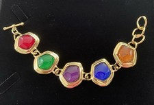 VTG Kenneth Jay Lane For Avon Caprianti Collection Jewel Tones Lucite Bracelet