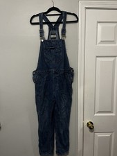 Denim Overall Blue M Adjustable Straps Button Accents