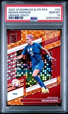 2022-23 PANINI DONRUSS ELITE FIFA ORANGE DISCO #33 MEGAN RAPINOE 10/35 PSA 10