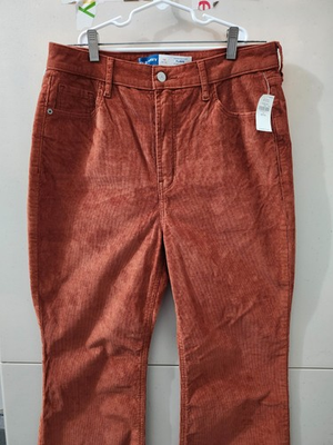 #ad Old Navy Pants Womens 12 Petite Rust High Rise Flare Corduroy 5 Pkt Stretch New $30.00