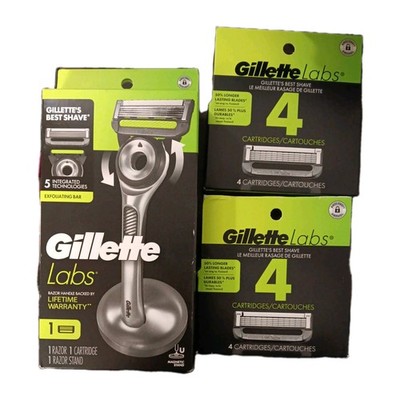 Gillette Labs With Exfoliating Bar Razor + 2pks Of 4 Cartridges 9 total brandnew