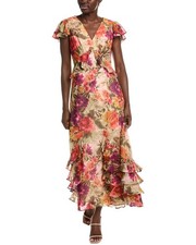 Eliza J Short Sleeve Printed Maxi Dress Women's