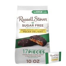 RUSSELL STOVER Sugar Free Dark Chocolate Pecan Delights Candy, 10 oz. bag