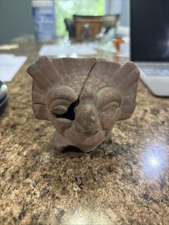 Pre Columbian Mesoamerican Death WHISTLE Terracotta