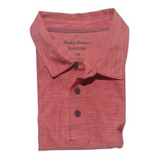 Tommy Bahama Islandzone Preppy Beach Polo Shirt Mens L Short Sleeve Pink EUC