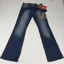 NEW Women s Southpole Embroidered Jeans Size 5 28x30 Y2k Bootcut Dark Wash NWT
