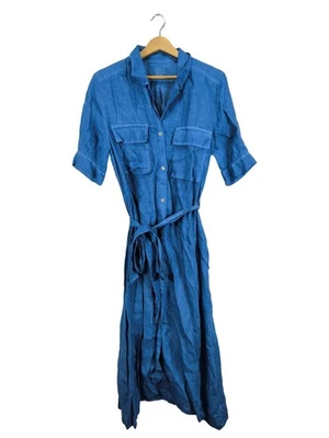 120% LINO Robe chemisier Dames Robe T EU 42 bleu style décontracté - Photo 1/4