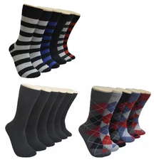 6 Pairs Men's Cotton Dress Crew Socks Comfortable Casual Soft Socks Size 10-13