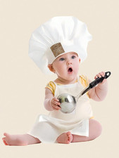 Baby Chef Outfit Apron and Chef Hat Set, Baby Photoshoot Props Boy Newborn Photo