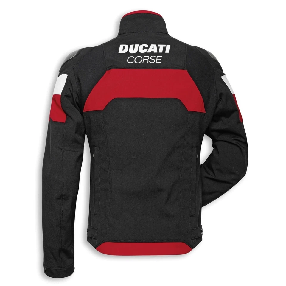 Chaqueta de motociclista Ducati Corse negra tela Cordura real chaqueta de moto Foto 2 de 3