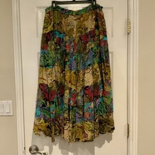 Vintage Patchwork Maxi Skirt Women's Boho Fairy Festival Crinkle Tiered One Size