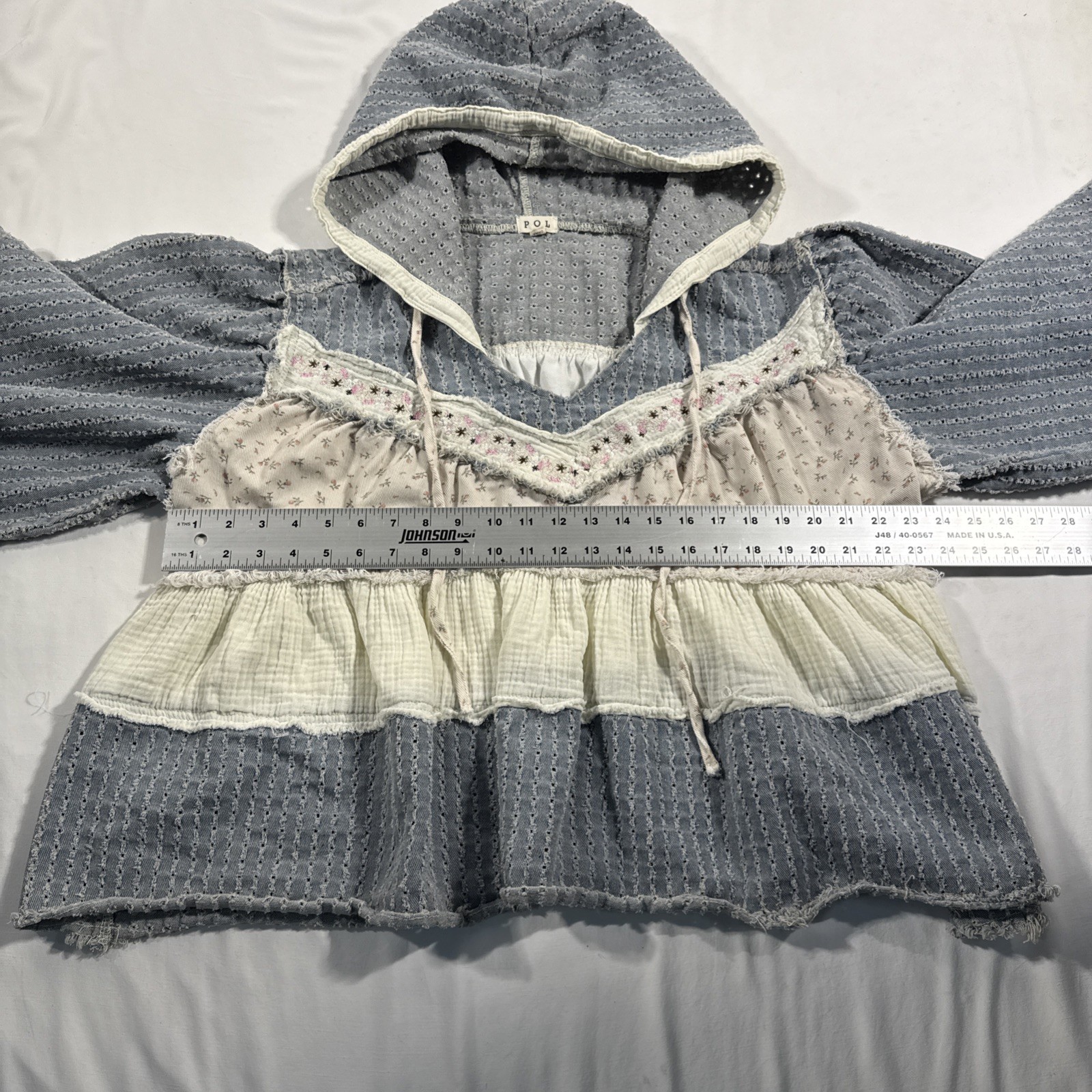 POL Hooded Patchwork Pullover Jacket Hoodie Flora… - image 5