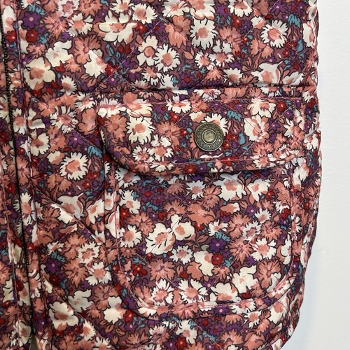 Baby Gap Light Weight Floral Sherpa Lined Puffer Vest Pink - Picture 2 of 6