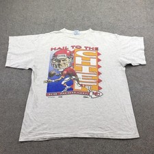 Vintage Kansas City Chiefs Shirt Mens XL Gray Joe Montana Caricature Salem 90s