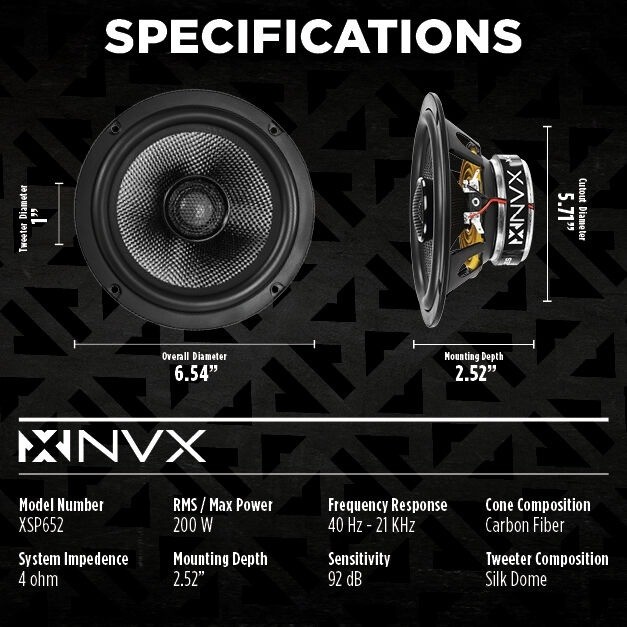 NVX XQS65KIT + XSP652 6.5" X-Series Component and Coaxial Speakers