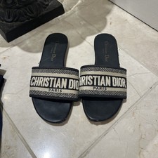 DIOR UNION EMBER DWAY SANDALI BASSI NERI E BEIGE TAGLIA 35/2