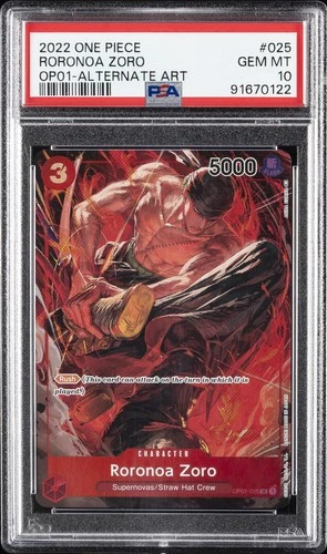 2022 ONE PIECE OP01-ROMANCE DAWN ALTERNATE ART #025 RORONOA ZORO PSA 10